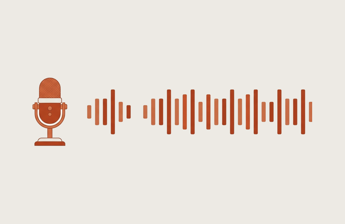 A microphone catching one short line, the waveform repeating into a long band
